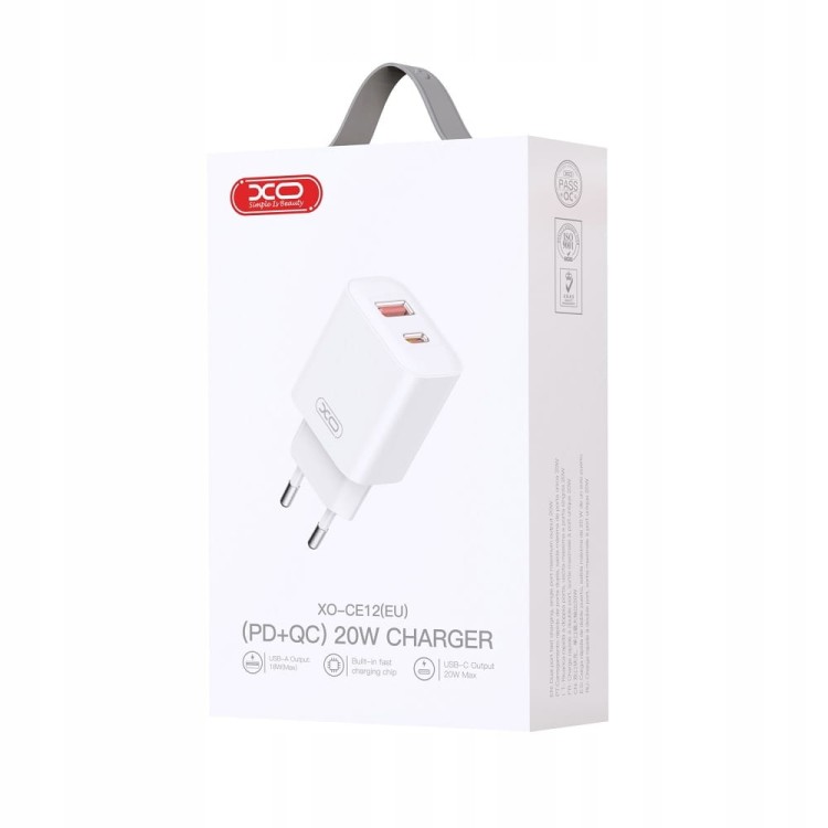 XO Ładowarka Sieciowa QC PD 20W 1x USB 1x USB-C