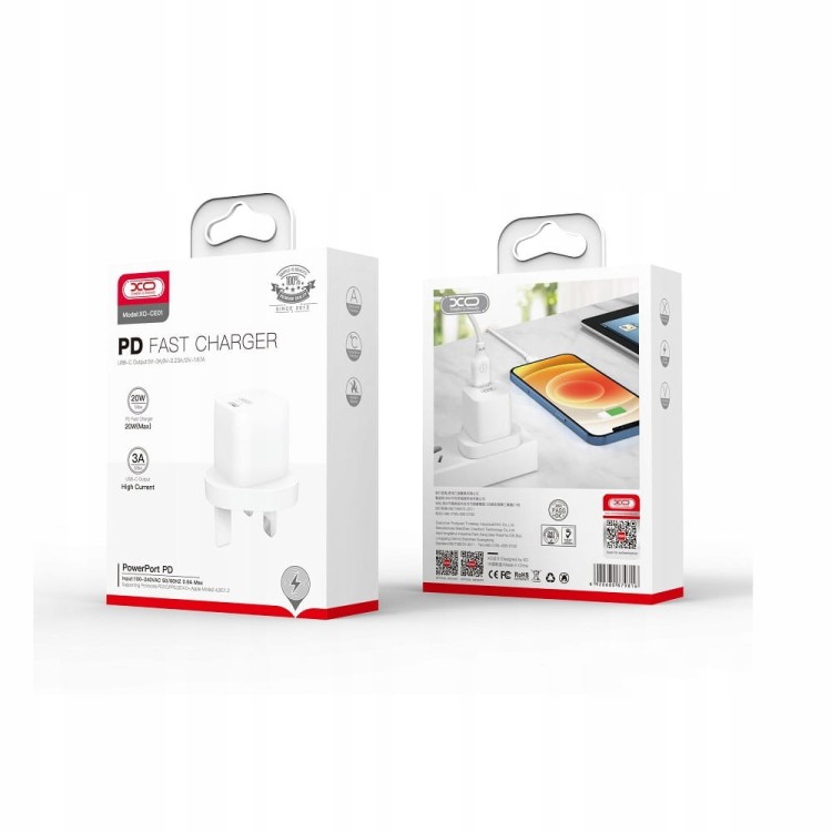 Ładowarka sieciowa UK CE01 PD 20W 1x USB-C biała