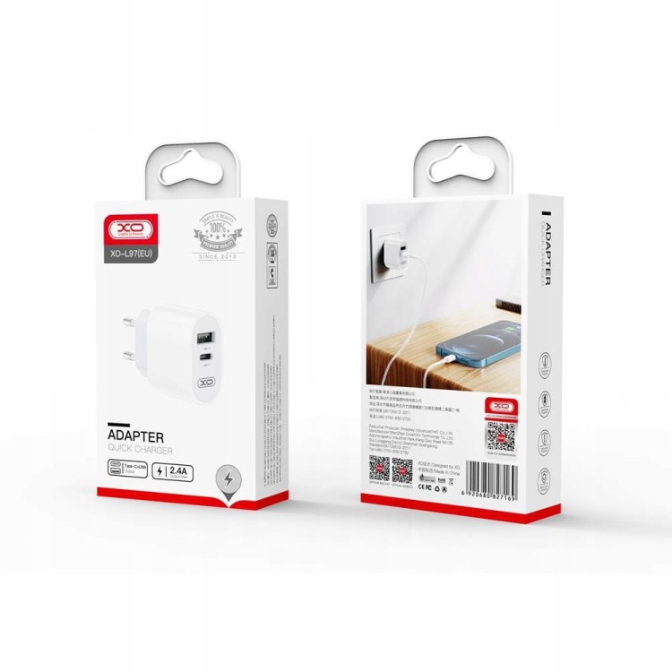 Ładowarka sieciowa XO L97 2400 mA 5 V biała