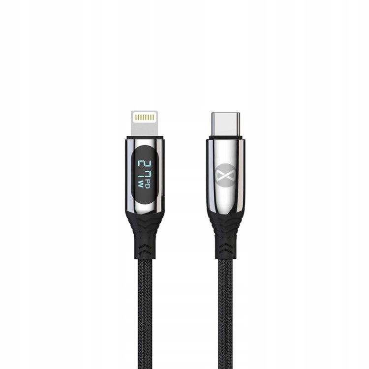 Kabel Przewód Do Ładowania Z Wyświetlaczem PD USB-C - Lightning 1m 27W