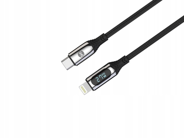 Kabel Przewód Do Ładowania Z Wyświetlaczem PD USB-C - Lightning 1m 27W