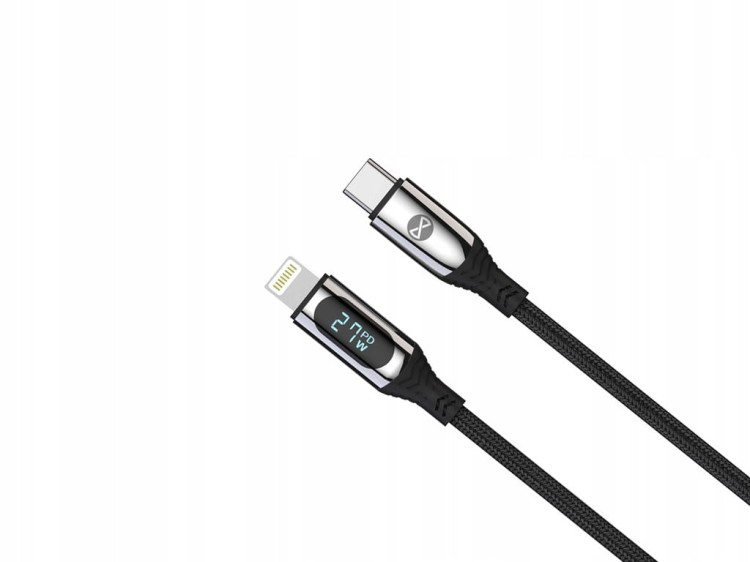 Kabel Przewód Do Ładowania Z Wyświetlaczem PD USB-C - Lightning 1m 27W