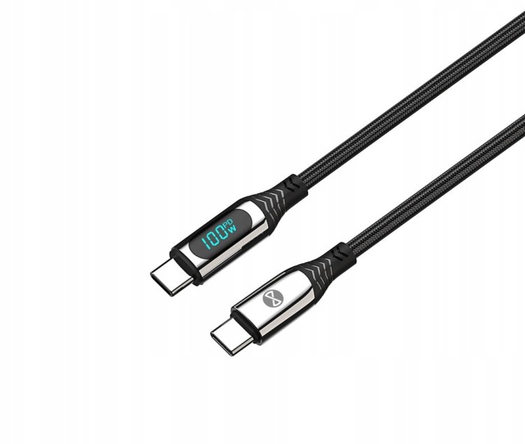 Kabel Przewód Do Ładowania Z Wyświetlaczem PD USB-C - USB TYP C 1m 100W
