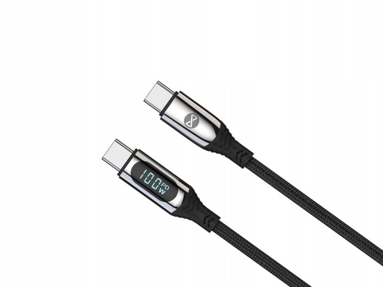 Kabel Przewód Do Ładowania Z Wyświetlaczem PD USB-C - USB TYP C 1m 100W