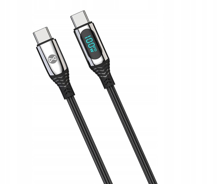 Kabel Przewód Do Ładowania Z Wyświetlaczem PD USB-C - USB TYP C 1m 100W