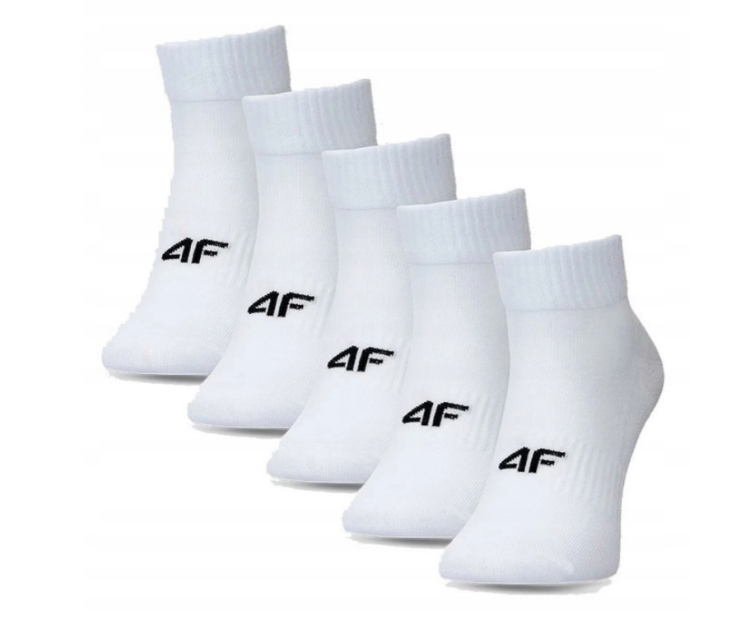 Skarpety 4F Męskie Krótkie 5-Pak Białe Sportowe 43-46