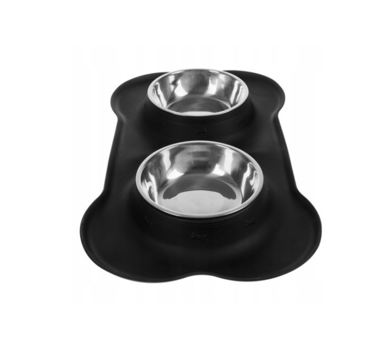 MISKA DLA PSA KOTA PODWÓJNA METALOWA 2 MISKI + PODKŁADKA ANTYPOŚLIZGOWA