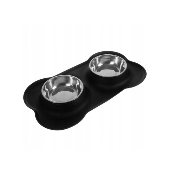 MISKA DLA PSA KOTA PODWÓJNA METALOWA 2 MISKI + PODKŁADKA ANTYPOŚLIZGOWA