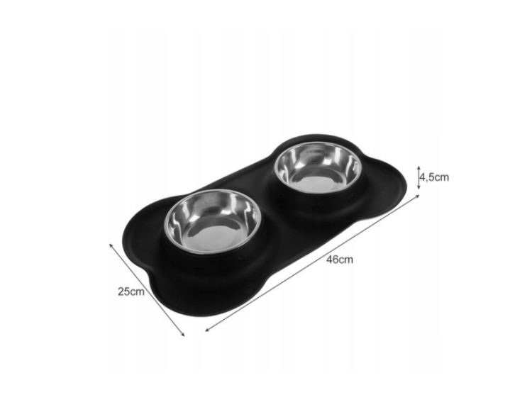 MISKA DLA PSA KOTA PODWÓJNA METALOWA 2 MISKI + PODKŁADKA ANTYPOŚLIZGOWA