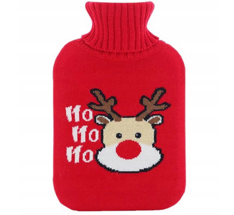 POKROWIEC ŚWIĄTECZNY ZIMOWY DUŻY TERMOFOR GUMOWY NA WODĘ RENIFER 2L