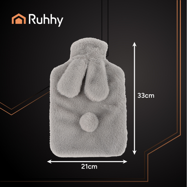 Termofor Gumowy Króliczek 1,8l Ruhhy Pluszowy Pokrowiec na Wodę Ogrzewacz