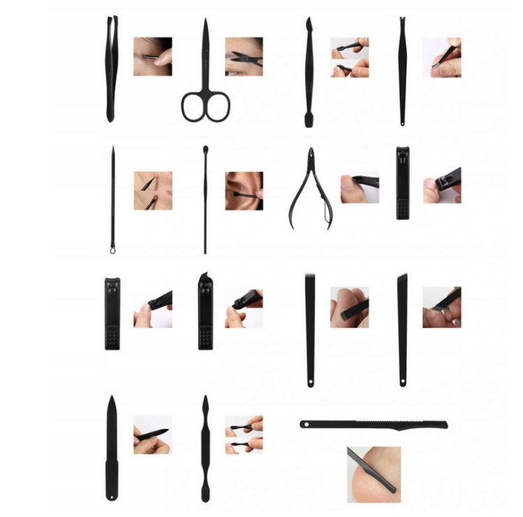 ZESTAW MANICURE PEDICURE 15w1 STAL NIERDZEWNA ETUI