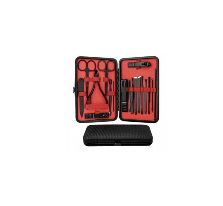 ZESTAW MANICURE PEDICURE 15w1 STAL NIERDZEWNA ETUI