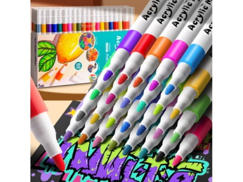 60x MARKERY AKRYLOWE Pisaki Flamastry Mazaki WODOODPORNE Z FARBĄ ZESTAW