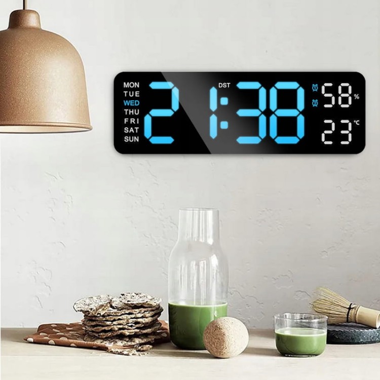 Zegar Elektroniczny Budzik LED Głośny Drzemka Termometr Higrometr XXL Duży