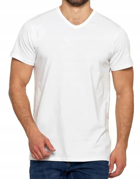 T-shirt męski Moraj dekolt V Premium S biały
