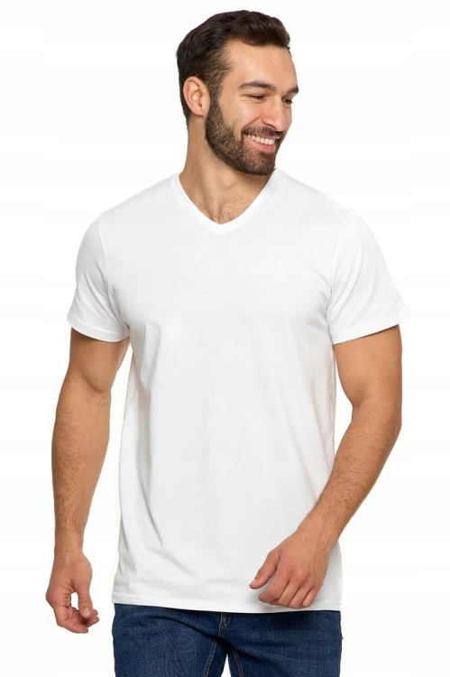T-shirt męski Moraj dekolt V Premium S biały