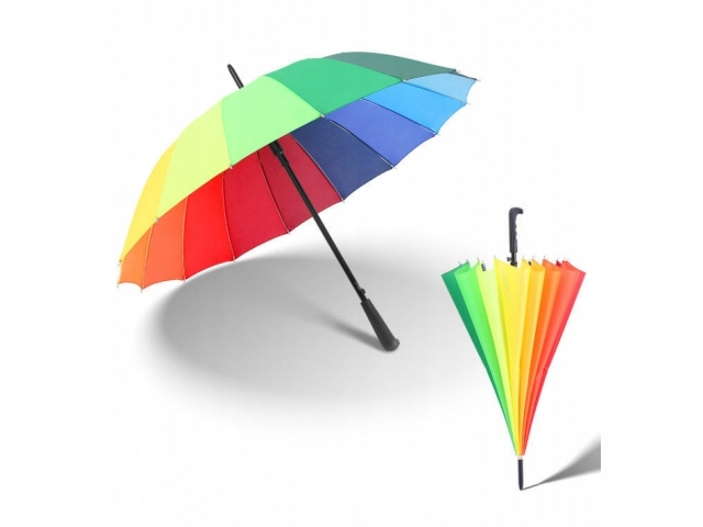 PARASOL TĘCZOWY DUŻY PARASOLKA KOLOROWA SOLIDNA