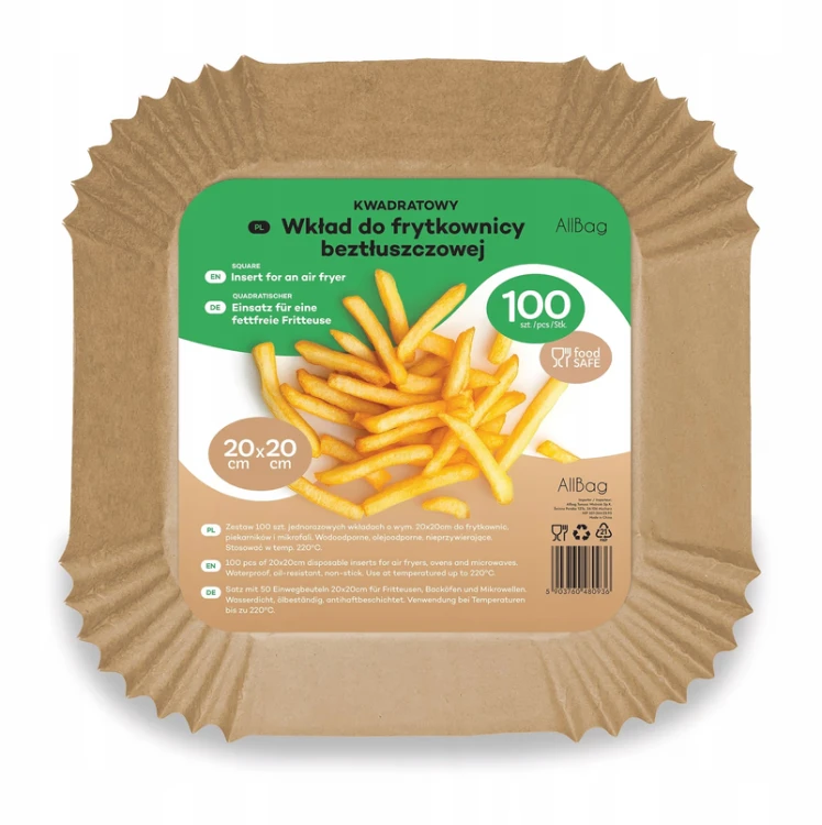 Papierowe wkłady do Air Fryer - TACKI DO FRYTKOWNICY BEZTŁUSZCZOWEJ 300 szt
