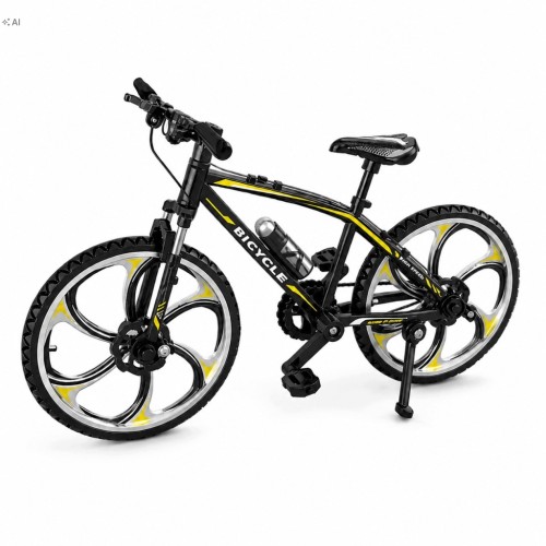 Metalowy Model Roweru Górskiego MTB 1:8 Finger Bike Prezent Gadżet czar/żół