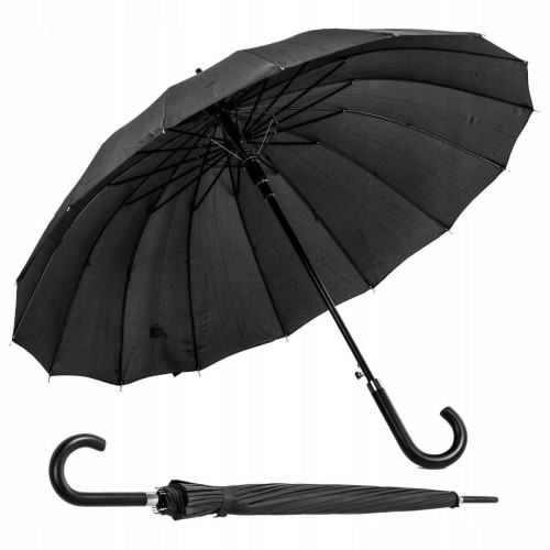 parasol bez pokrowca, długi, manualny, składany, XL czarny
