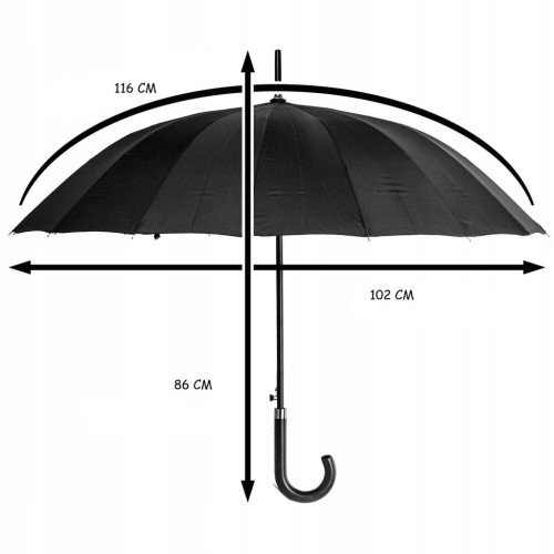 parasol bez pokrowca, długi, manualny, składany, XL czarny