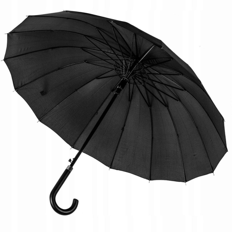 parasol bez pokrowca, długi, manualny, składany, XL czarny