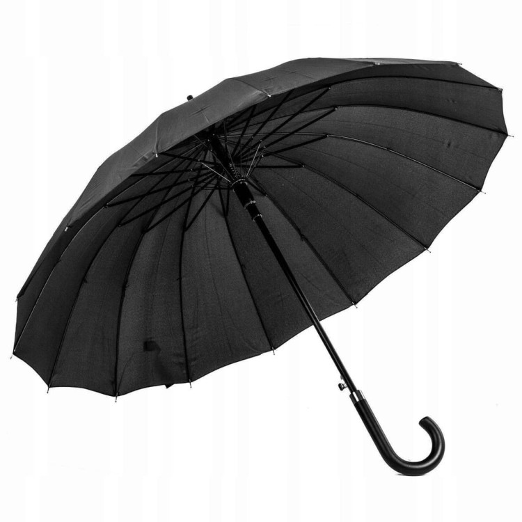 parasol bez pokrowca, długi, manualny, składany, XL czarny