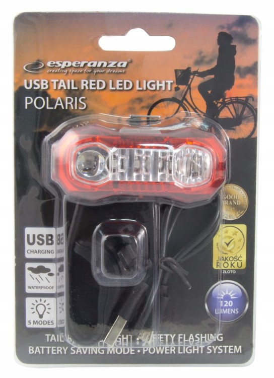 Oświetlenie rowerowe TYŁ Polaris 120 lm akumulator