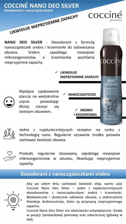 Odświeżacz Dezodorant Do Butów Coccine Nano Deo Silver 75 ml