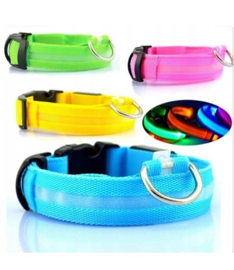 Obroża dla psa materiałowa świecąca r. XL - kolor niebieski