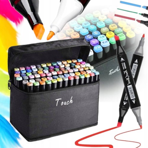 MARKERY ALKOHOLOWE 60 SZT Flamastry Mazaki Pisaki Dwustronne Pro + TORBA