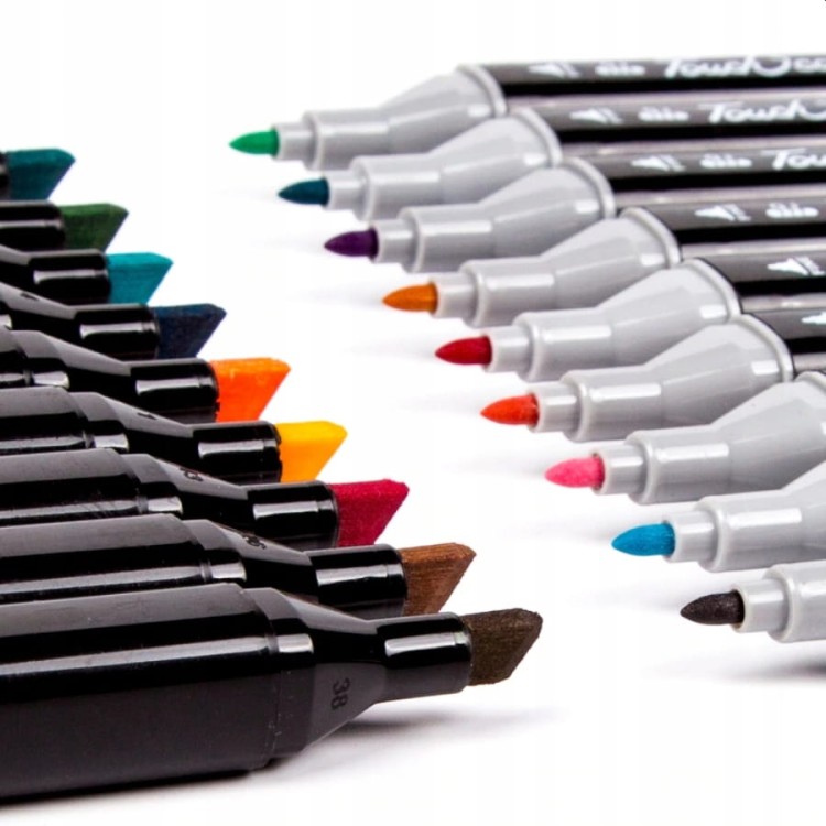 MARKERY ALKOHOLOWE 60 SZT Flamastry Mazaki Pisaki Dwustronne Pro + TORBA