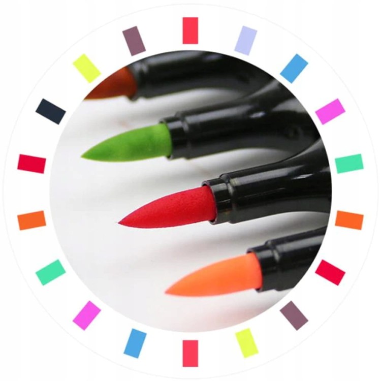 MARKERY ALKOHOLOWE 60 SZT Flamastry Mazaki Pisaki Dwustronne Pro + TORBA