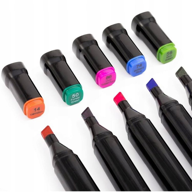 MARKERY ALKOHOLOWE 60 SZT Flamastry Mazaki Pisaki Dwustronne Pro + TORBA