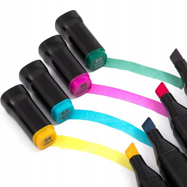 MARKERY ALKOHOLOWE 60 SZT Flamastry Mazaki Pisaki Dwustronne Pro + TORBA