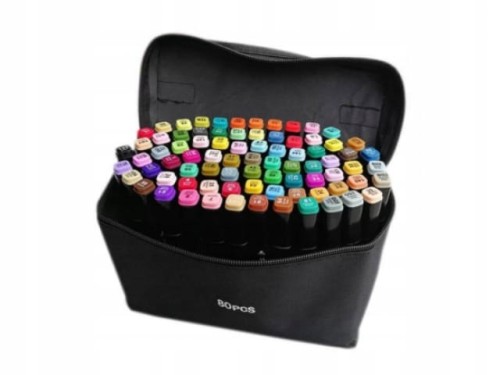 MARKERY ALKOHOLOWE 80 SZT Flamastry Mazaki Pisaki Dwustronne Pro + TORBA