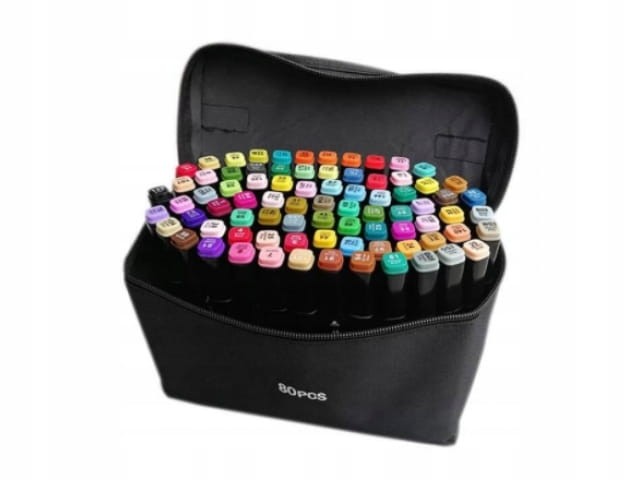 MARKERY ALKOHOLOWE 80 SZT Flamastry Mazaki Pisaki Dwustronne Pro + TORBA