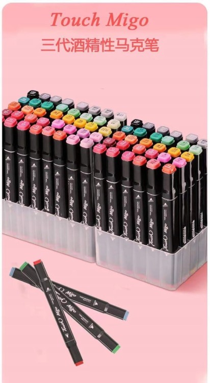 MARKERY ALKOHOLOWE 80 SZT Flamastry Mazaki Pisaki Dwustronne Pro + TORBA