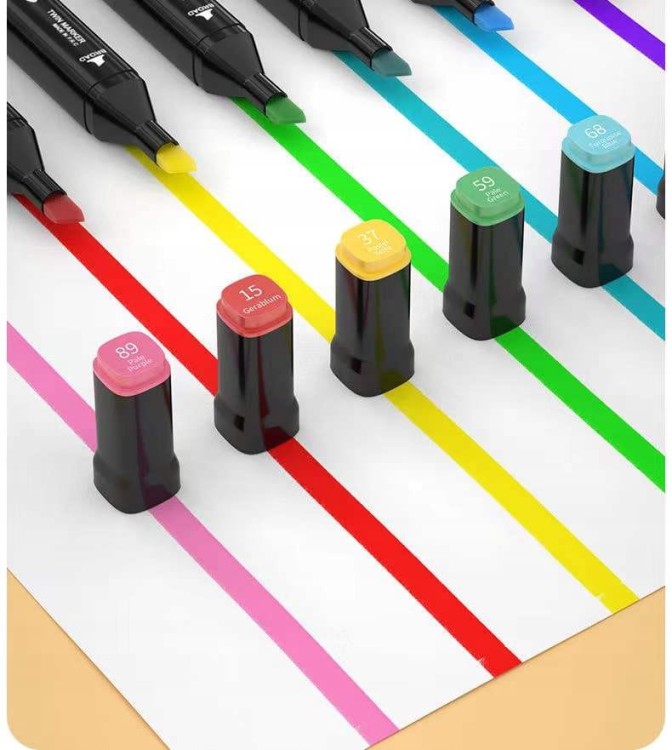 MARKERY ALKOHOLOWE 80 SZT Flamastry Mazaki Pisaki Dwustronne Pro + TORBA