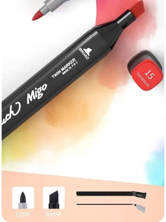 MARKERY ALKOHOLOWE 80 SZT Flamastry Mazaki Pisaki Dwustronne Pro + TORBA